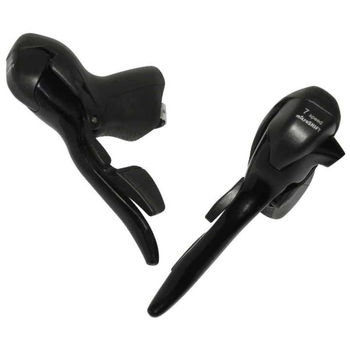 Levier-Manette Route Patin Microshift 7V. Triple Alu Noir Compatible Shimano (Paire Sachet Pour Atelier)