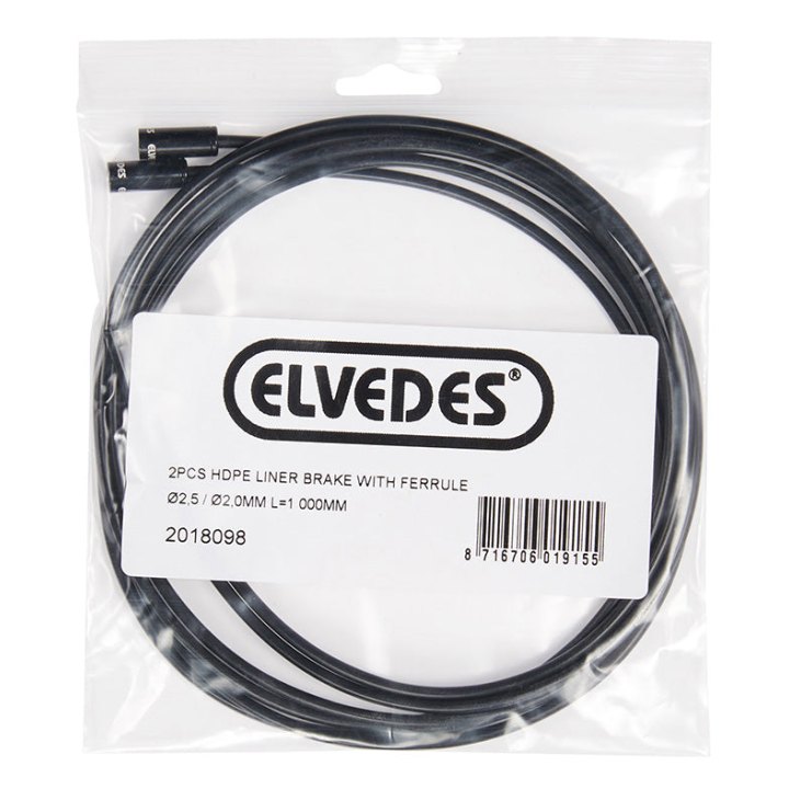 Liner Elvedes Noir Pour Passage Intégré Des Câbles De Frein Diam 2 - 2,5 mm L 750 mm (Vendu Par 2) -Inclus Embout De Gaine-