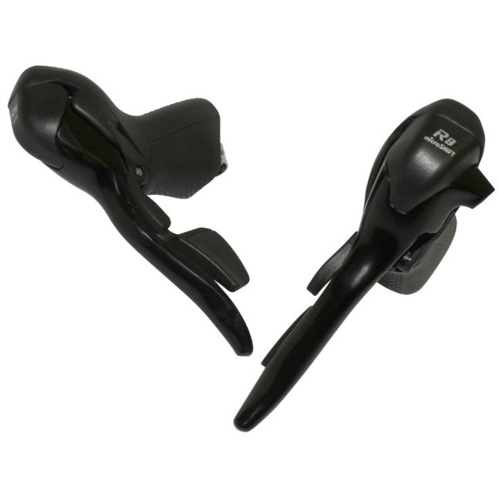 Levier-Manette Route Patin Microshift 8V. Triple Alu Noir Compatible Shimano (Paire Sachet Pour Atelier)