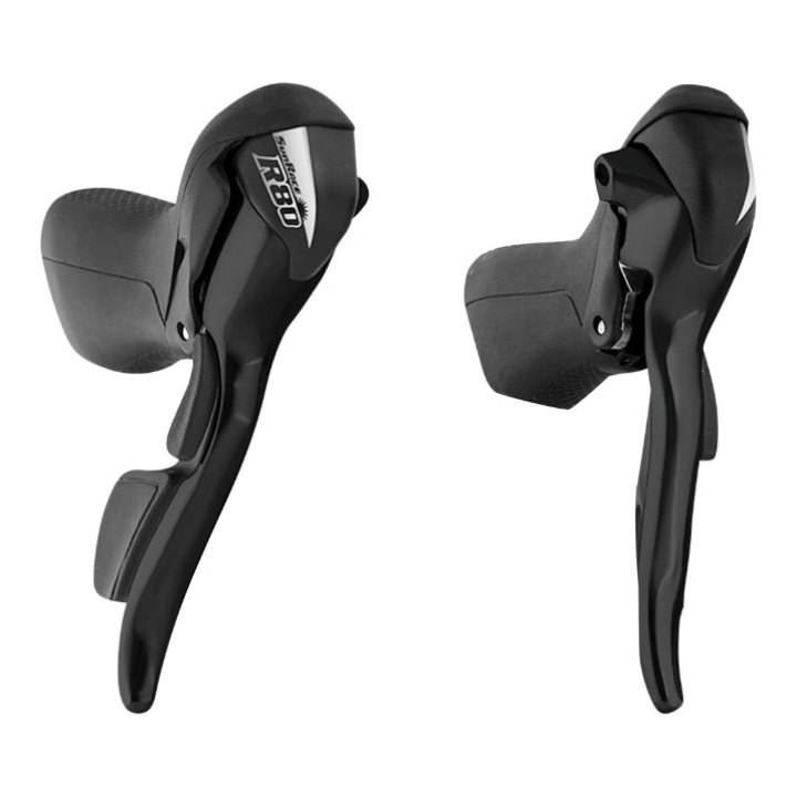 Levier-Manette Route Patin Sunrace 8V. Double Alu Noir Compatible Shimano (Paire)