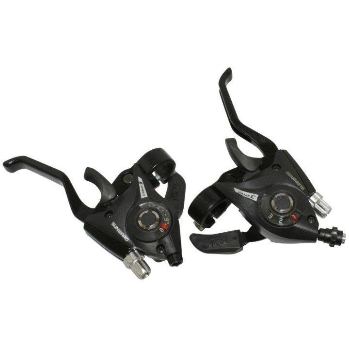 Levier-Manette VTT Patin P2R 3 X 8V. Noir Alu V-Brake Compatible Shimano (Paire)