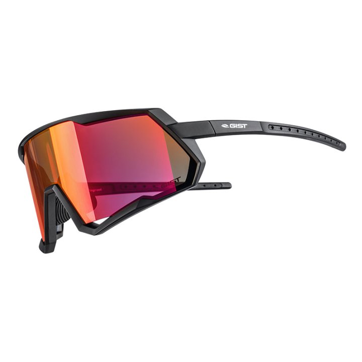 Lunettes Vélo Adulte Gist Mask Monture Noir Verre Rouge Polycarbonate (Protection 100% Contre Uva, Uvb, Uv)