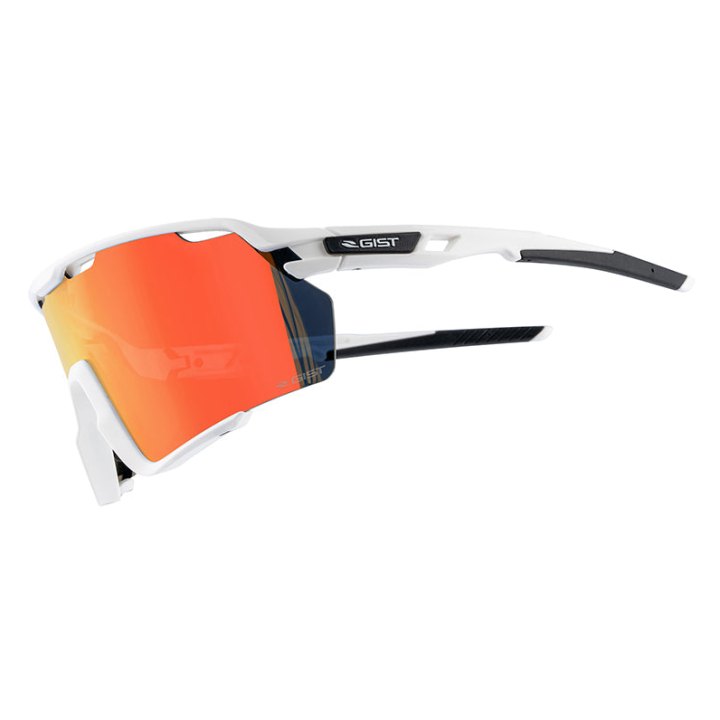 Lunettes Vélo Adulte Gist Nova Monture Blanche Verre Rouge Polycarbonate (Protection 100% Contre Uva, Uvb, Uvc Et Lumière Bleue) Compatible Clip Verres Correcteurs Ref 225388