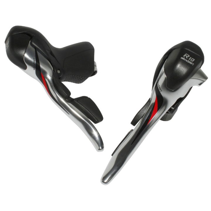 Levier-Manette Route Patin Microshift 10V. Triple Alu Argent Compatible Shimano (Paire Sachet Pour Atelier) Sauf Tiagra 4700