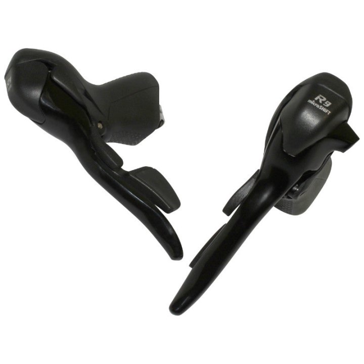 Levier-Manette Route Patin Microshift 9V. Triple Alu Noir Compatible Shimano (Paire Sachet Pour Atelier)