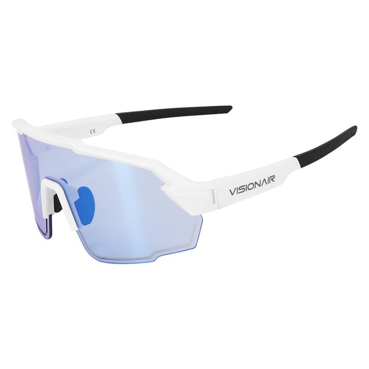 Lunettes Vélo Adulte Visionair Monture Blanc Verres Photochromic Qui S'Adaptent Automatiquement A La Luminosite (Verre Cat 0-3)