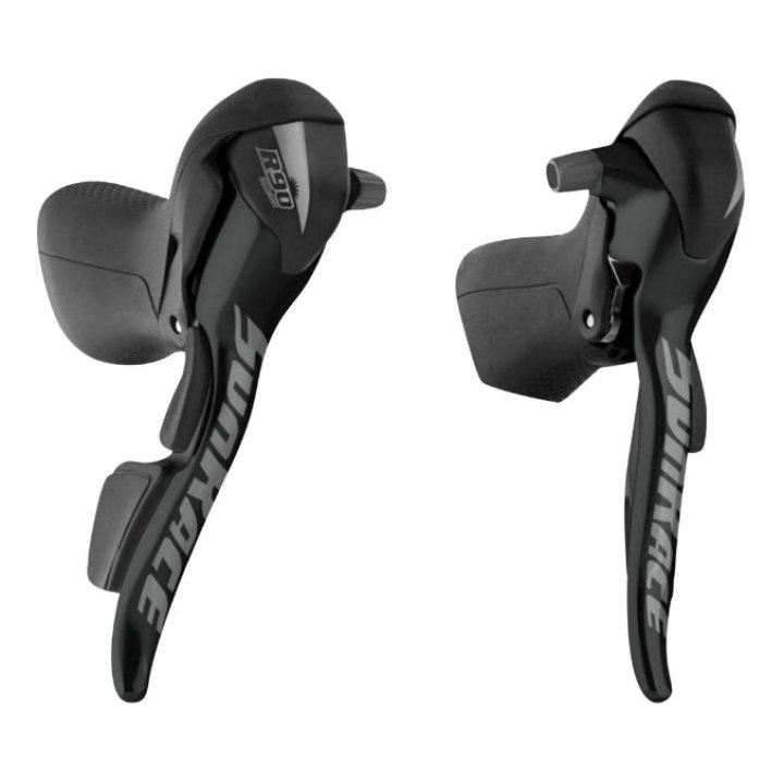 Levier-Manette Route Patin Sunrace 9V. Double Alu Noir Compatible Shimano (Paire)
