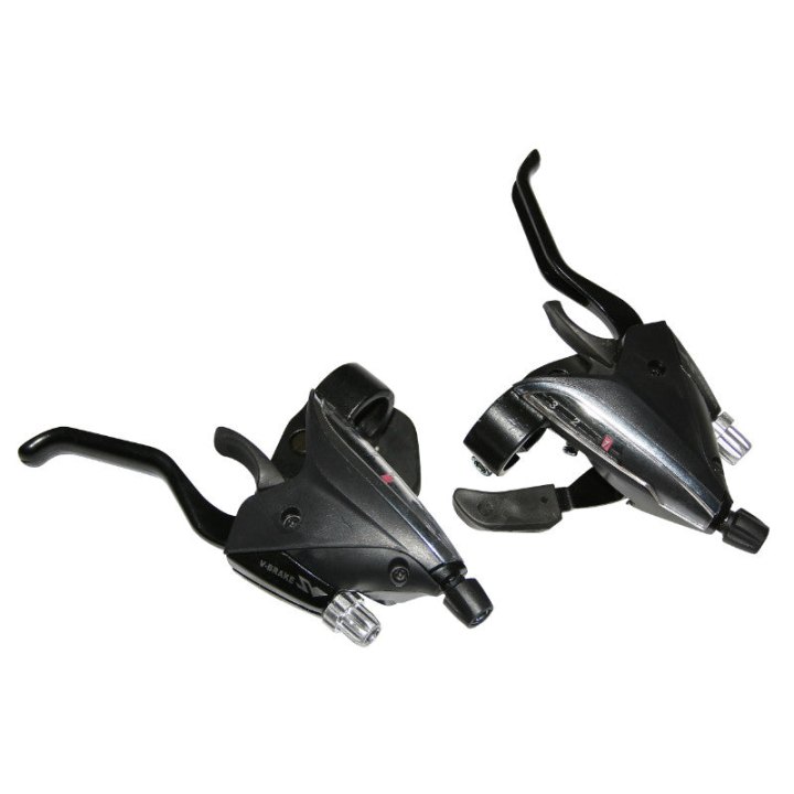 Levier-Manette VTT Patin P2R 3 X 8V. Noir Alu Azera V-Brake Compatible Shimano (Paire)