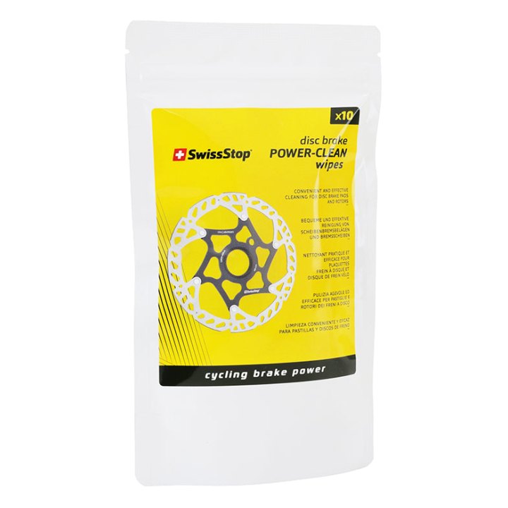 Lingettes Nettoyant - Dégraissant Disque De Frein - Plaquette Swissstop Disc Brake Power-Clean Wipes (Sachet De 10)