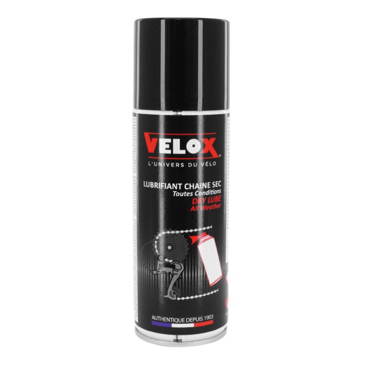 Lubrifiant Vélo Chaîne Velox Dry Lube Conditions Seches (Aerosol 200Ml)
