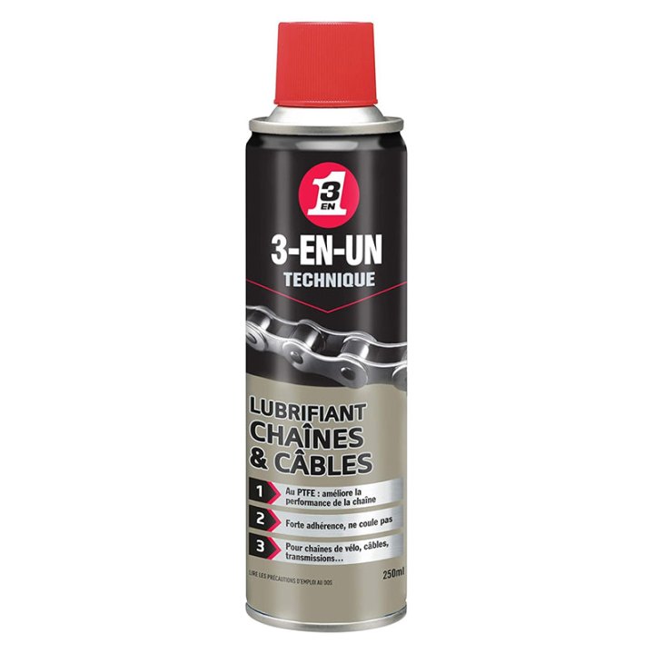 Lubrifiant 3-En-Un Ptfe Pour Chaîne Et Câble (Aerosol 250 Ml)