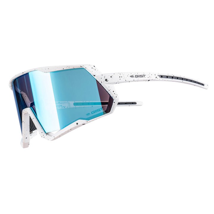 Lunettes Vélo Adulte Gist Mask Monture Blanc Verre Bleu Polycarbonate (Protection 100% Contre Uva, Uvb, Uv)