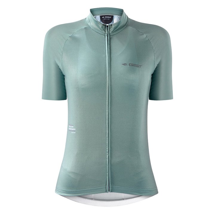 Maillot Gist Lady - Femme Manches Courtes Kin Zip Total Vert Sauge L
