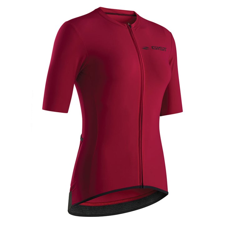 Maillot Gist Lady - Femme Manches Courtes Supremo Zip Total Rouge Amarante S