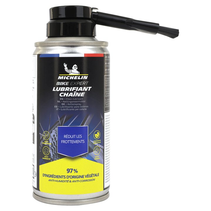 Lubrifiant Vélo Chaîne Michelin Avec Pinceau Applicateur (Aerosol 125Ml) (Reduit Les Frottements)