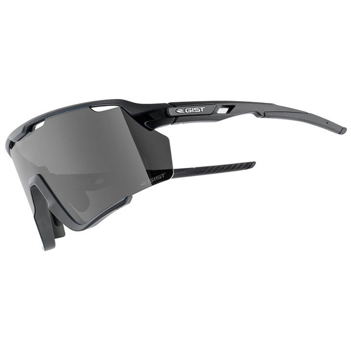 Lunettes Vélo Adulte Gist Nova Monture Noir Verre Fume Polycarbonate (Protection 100% Contre Uva, Uvb, Uvc Et Lumière Bleue) Compatible Clip Verres Correcteurs Ref 225388