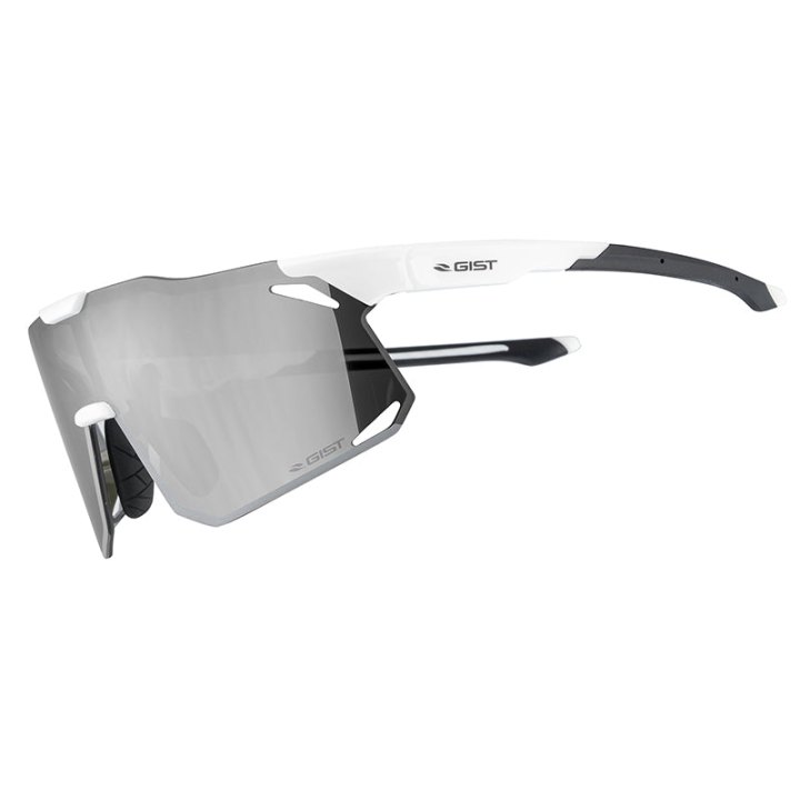 Lunettes Vélo Adulte Gist Eclipse Monture Blanc Verre Fume Polycarbonate (Protection 100% Contre Uva, Uvb, Uvc Et Lumière Bleue) Compatible Clip Verres Correcteurs Ref 225380