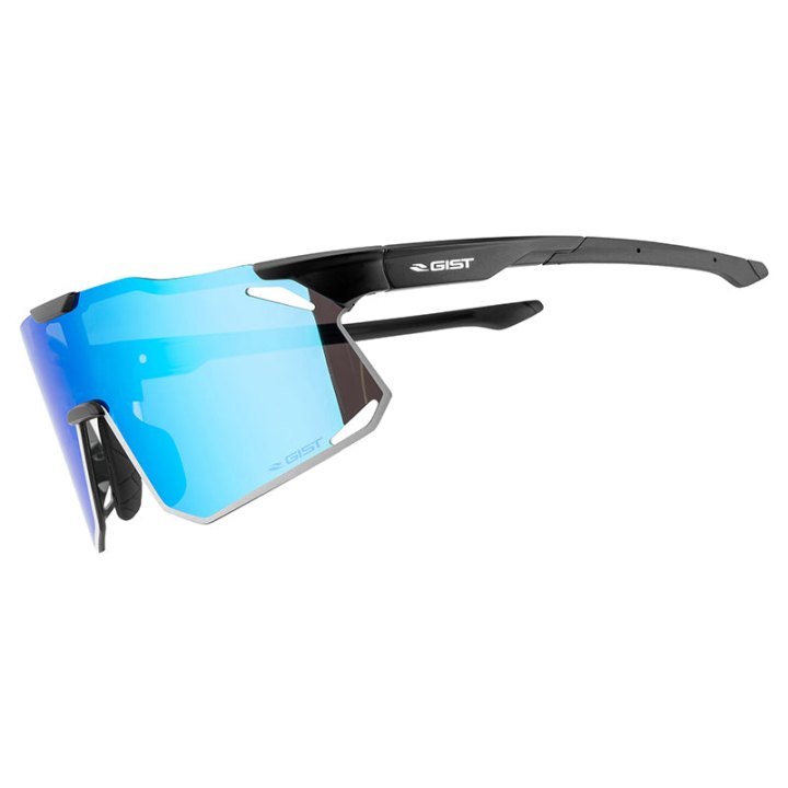 Lunettes Vélo Adulte Gist Eclipse Monture Noir Verre Bleu Polycarbonate (Protection 100% Contre Uva, Uvb, Uvc Et Lumière Bleue) Compatible Clip Verres Correcteurs Ref 225380