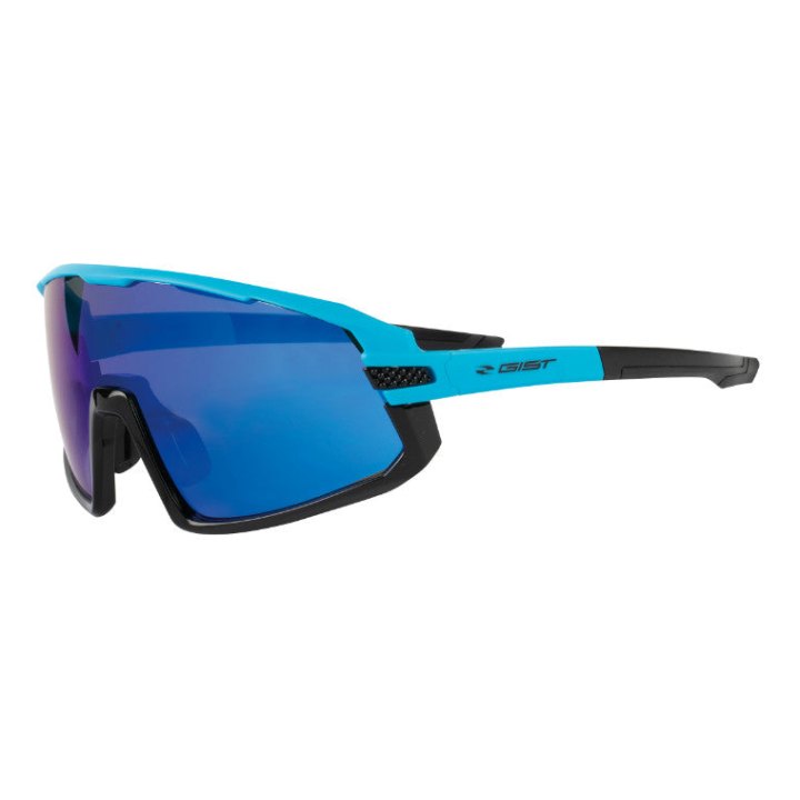 Lunettes Vélo Adulte Gist Next Monture Bleu (3 Verres Interchangeables - Protection 100% Uv - Uva - Uvb) Vision Optimale, Ultra Adherentes, Tres Resistantes (Verre Cat 3)