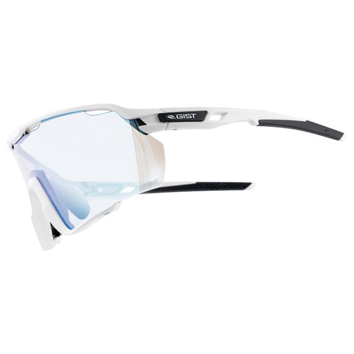 Lunettes Vélo Adulte Gist Nova Monture Blanc Verres Photocromiques Qui S'Adaptent Automatiquement A La Luminosite Protection 100% Uv - (Verre Cat 1-3) Compatible Clip Verres Correcteurs Ref 225388