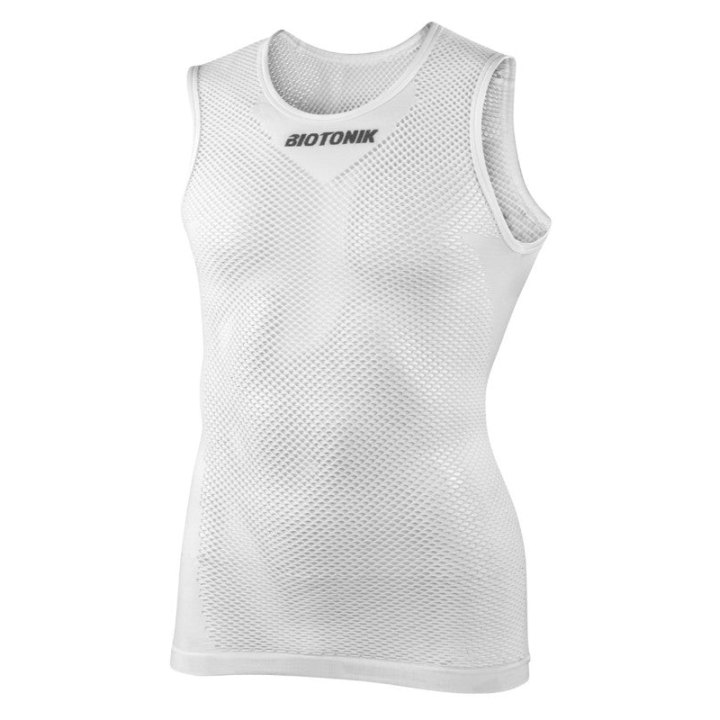 Maillot De Corps Été Sans Manche Biotonik Blanc Maille Aere Taille Unique - Absorbe La Transpiration, Traite Anti-Bacterien