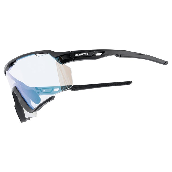 Lunettes Vélo Adulte Gist Nova Monture Noir Verres Photocromiques Qui S'Adaptent Automatiquement A La Luminosite Protection 100% Uv - (Verre Cat 1-3) Compatible Clip Verres Correcteurs Ref 225388
