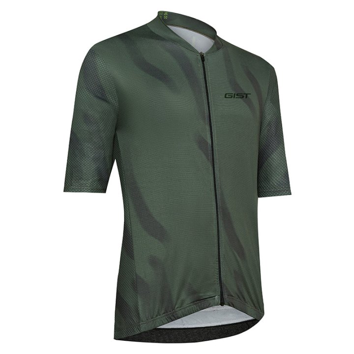 Maillot Gist Dust Manches Courtes Zip Total Vert Militaire L