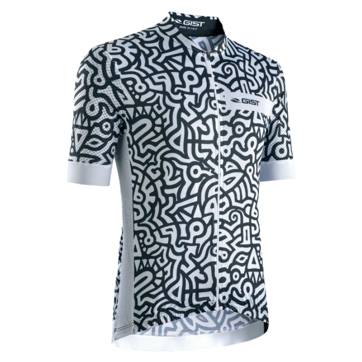 Maillot Gist Été Paint Manches Courtes Zip Total Noir-Blanc XXL
