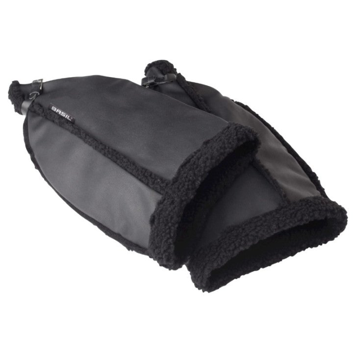 Manchon-Protège Main Vélo Basil Warmers Imitation Cuir Noir (Contre Le Froid Et L'Humidite)