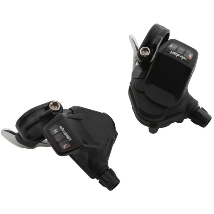 Manette Route P2R Pour Cintre Plat 9V. Push-Pull Compatible Shimano Double-Triple (Paire)