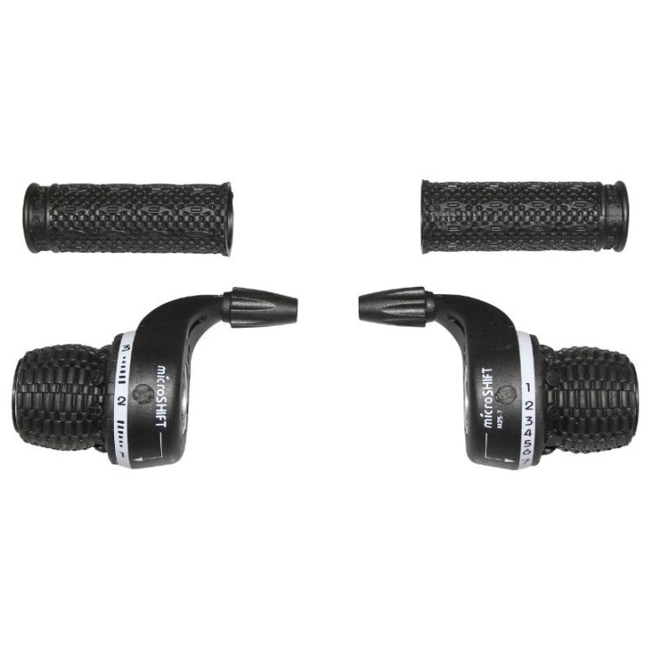 Manette VTT P2R Indexe Type Gripshift 7V. Avec Revetements (Paire) - Poignée Tournante Compatible Shimano