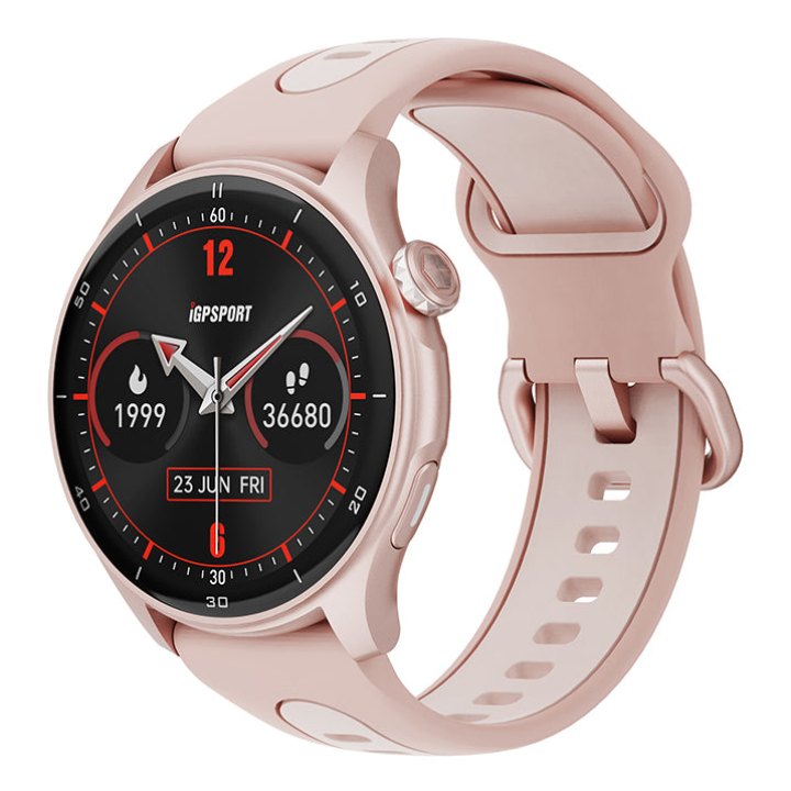 Montre Gps - Compteur Igpsport Lw10 Rose- Calories - Frequence Cardiaque - Sommeil - Notifications Et Plus De 45 Algorithmes Sante
