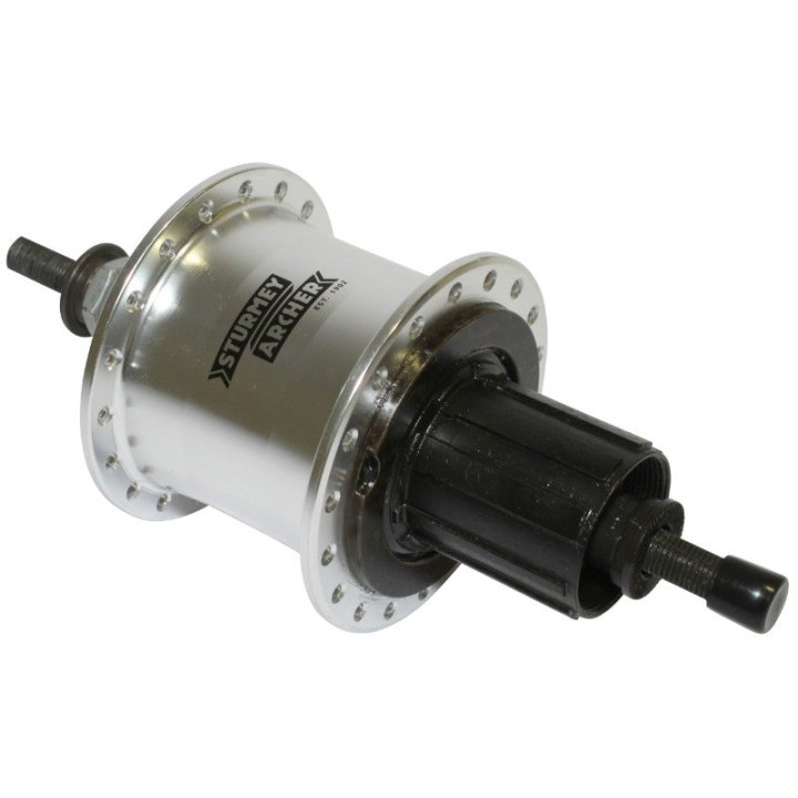 Moyeu City-VTC Sturmey Archer Argent 36T Cassette Compatible Shimano Avec 3 Vitesses Dans Le Moyeu