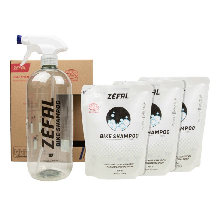 Nettoyant Vélo Zefal Bike Shampoo (Kit Comprenant 1 Pulverisateur-Vaporisateur 1L Type Aerosol Et X3 Eco Recharge 300Ml) Label Ecocert Ecodetergent