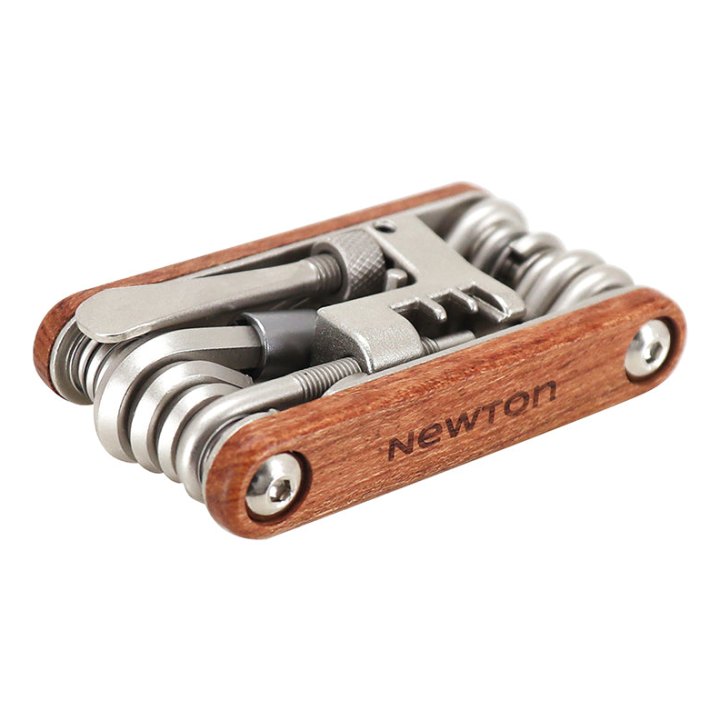 Outil Multifonction Newton Wood Corps Bois 16 Fonctions Clé Allen + Tournevis + Derive Chaîne + Clés A Rayon 14G & 15G + Decapsuleur
