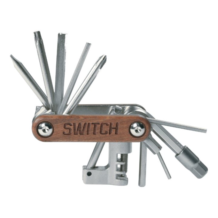 Outil Multifonction Switch Corps Bois 11 Fonctions Clé Allen + Tournevis + Derive Chaîne