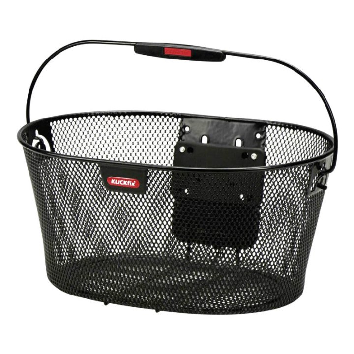 Panier Avant Acier Fil Klickfix Ovalkorb 16L Noir Avec Anse Fixation Sur Cintre (40X19X29 cm) (Livre Sans Fixation)