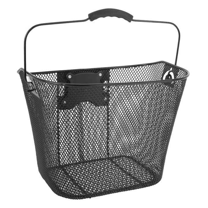 Panier Avant Acier Nid Abeille Newton Pour VAE Entraxe 78 mm Noir Fixation Rapide Clips Rpd 31,8 mm 19L (Lg35Xl25Xh25)
