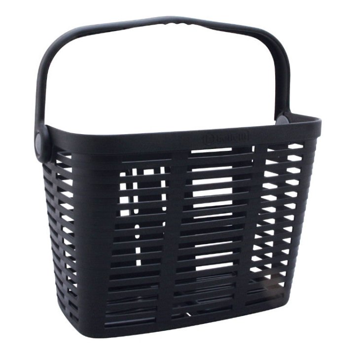 Panier Avant Plastique Noir Avec Anse Fixation 60 mm Systeme Clips (Avecadaptateur 22-26-32) - Poids Max 5 Kg