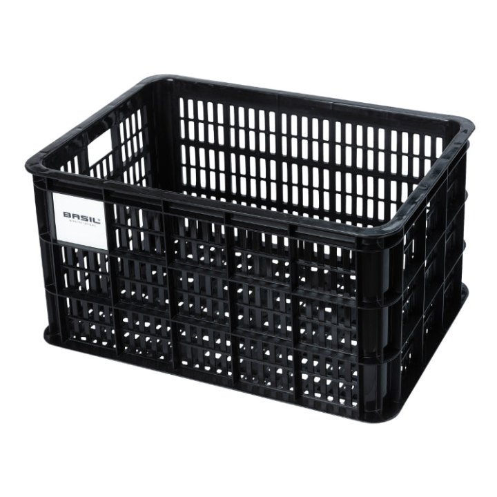 Panier - Caisse Plastique Recycle Basil Noir 40L Avant-Arrière (49X36X27 cm) (Possibilite De Fixer Avec Ref 150413)