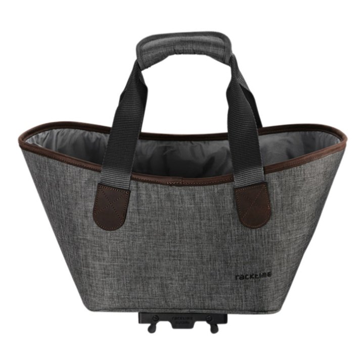 Panier-Sac A Main Vélo Racktime Agnetha Gris Fixation Porte Bagage (L 34 cm X L 26 cm X H 37 cm) - Compatible Systeme Racktime Snapit