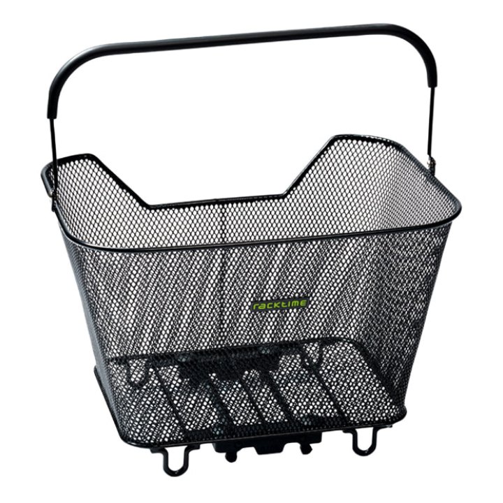 Panier Arrière Fil Acier Racktime Bask It Noir Avec Anse Sur Porte Bagage (43X29X31 cm) - Compatible Systeme Racktime Snapit