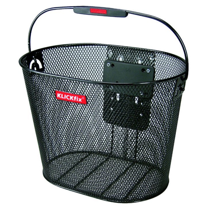 Panier Avant Acier Nid Abeille Klickfix 16L Noir Avec Anse Fixation Sur Cintre (36X27X25 cm) Avec Platine Plastique (Livre Sans Fixation)