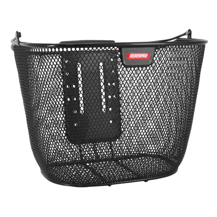 Panier Avant Acier Nid Abeille Klickfix 18L Noir Avec Anse Fixation Sur Cintre (36X28X27 cm) Avec Platine Plastique (Livre Sans Fixation)
