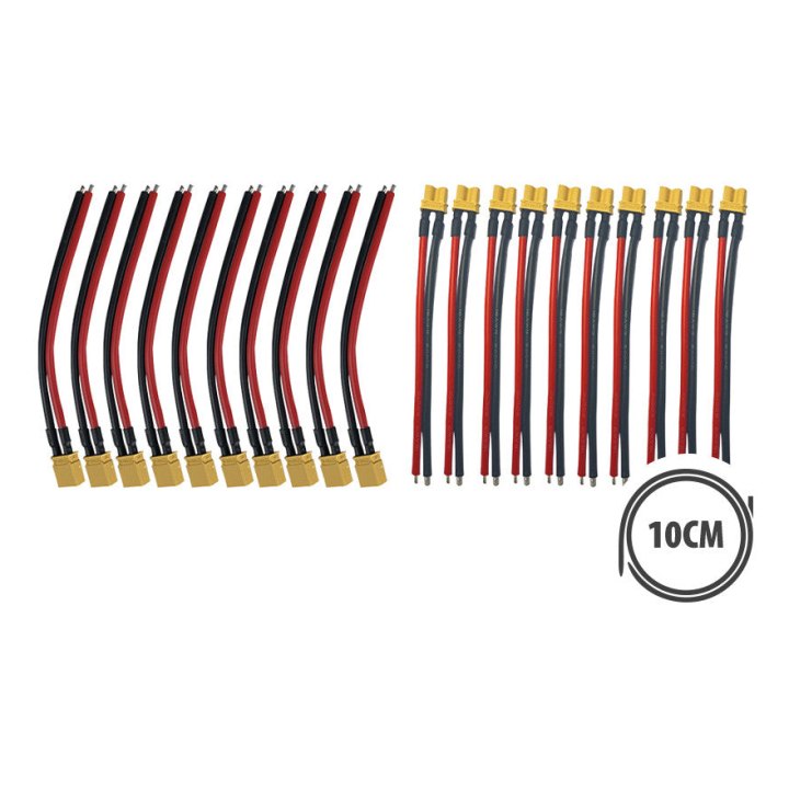 Pack Prises XT30 Avec Cables X10 males + X10 femelles
