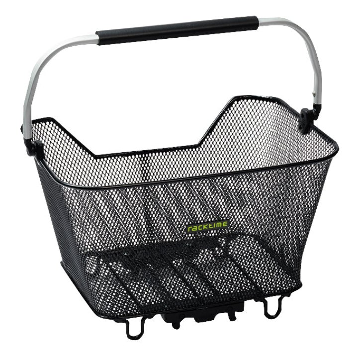 Panier Arrière Fil Acier Racktime Bask It 23L Deluxe Noir Avec Anse Sur Porte Bagage (45X30X33 cm) - Compatible Systeme Racktime Snapit (Charge Max 10Kg)