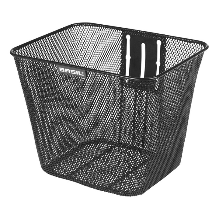 Panier Avant Acier Nid Abeille Basil Bilbao Noir (22X26X27 cm) -Vendu Avec Fixation Potence Plongeur