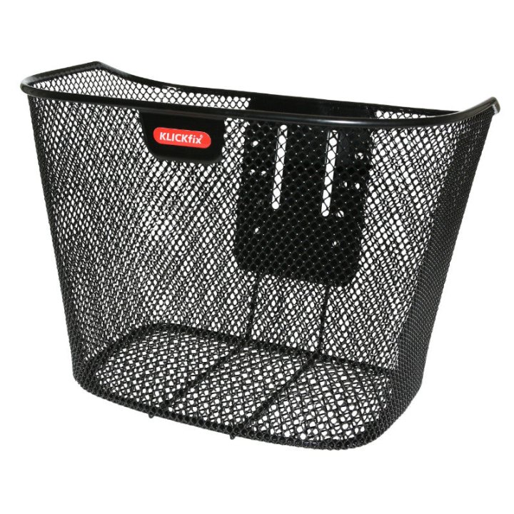 Panier Avant Acier Nid Abeille Klickfix 16L Noir Avec Platine Fixe (35X26X25 cm)