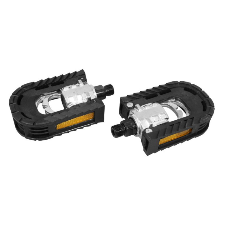 Pédale City Newton Pliante Alu-Résine Noir-Argent 9-16 (Paire Sur Carte)