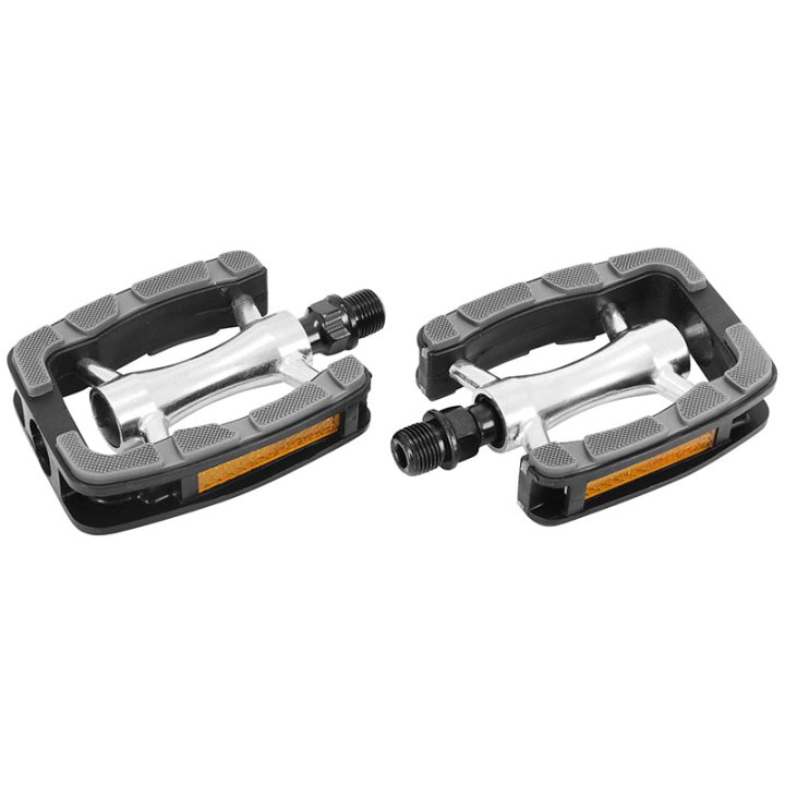 Pédale City Roulement Premium Alu Argent-Noir 9-16" (Paire Sur Carte)